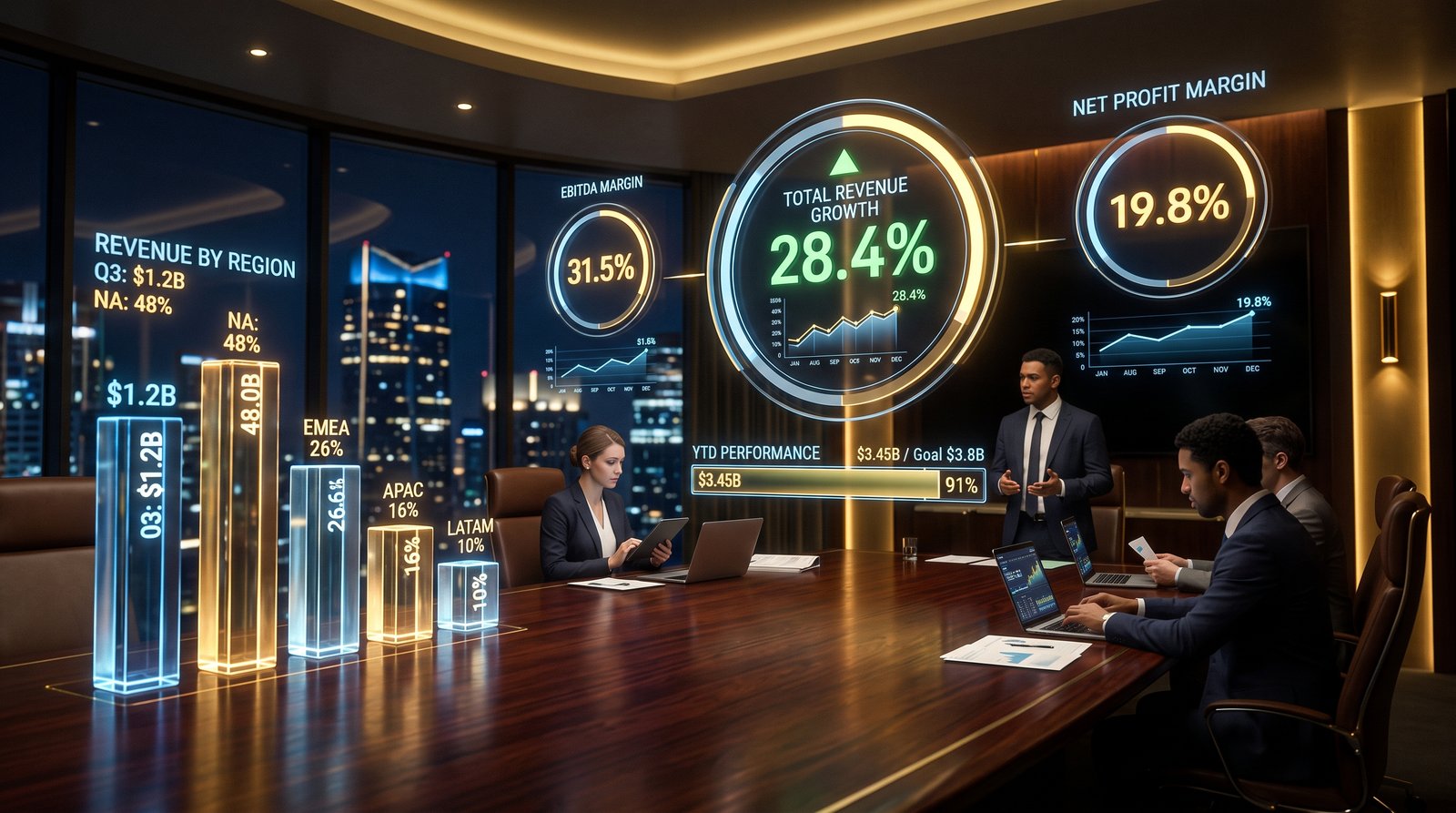 لوحات مؤشرات الأداء المالي (KPIs) وتحليل العائد وهوامش الربح